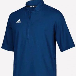 Adidas Team Iconic Short Sleeve 1/4 Zip Cage Jacket Shirt Mens Navy Blue Size XS